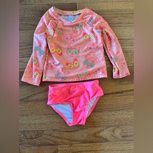 Cat & Jack Pink Floral Bunny Girls Rash Guard Set